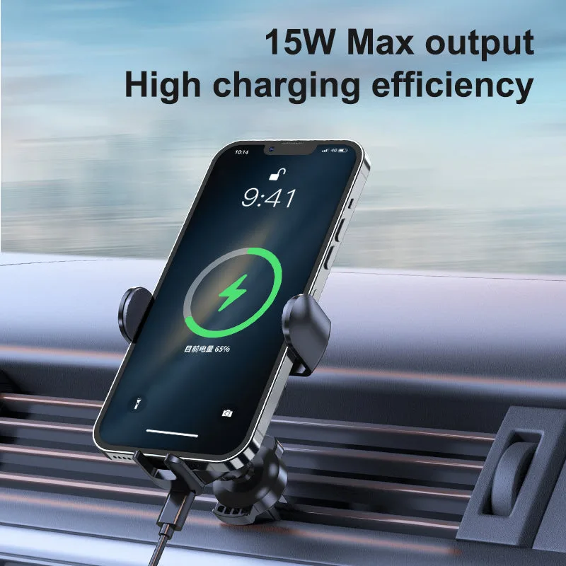 Support chargeur de voiture sans fil rapide 15W à bobine auto-aim W4 pour iPhone/Samsung/Android — photo 4