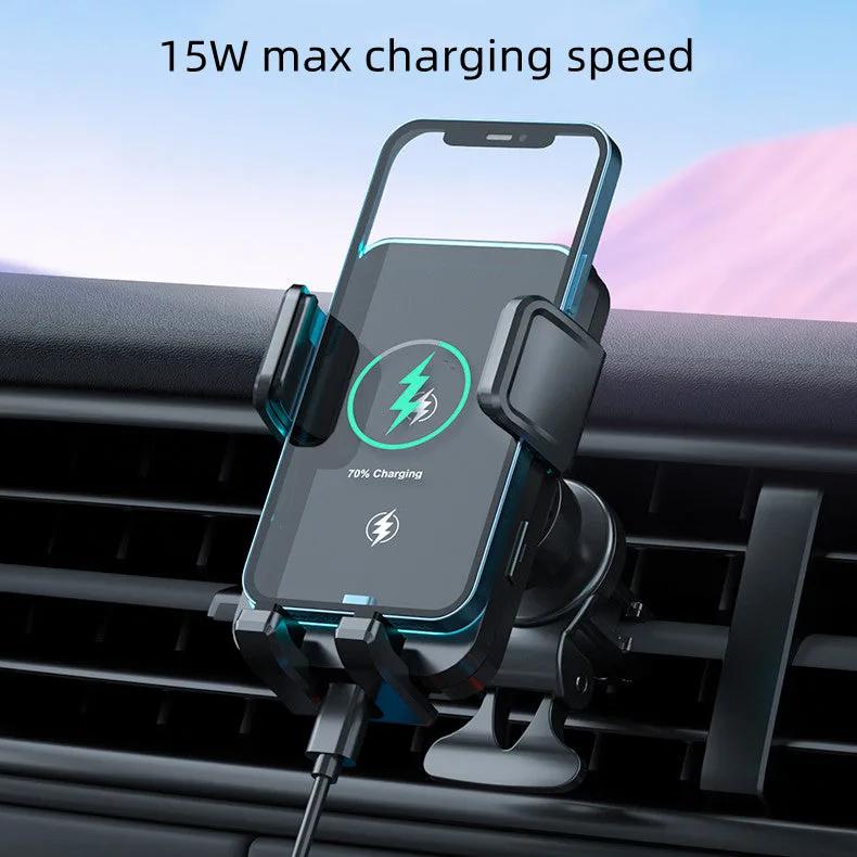Cargador inalámbrico de coche W8 de doble bobina 15W a precio económico, soporte de carga inalámbrica para teléfono en vehículo para iPhone/Samsung — foto 2