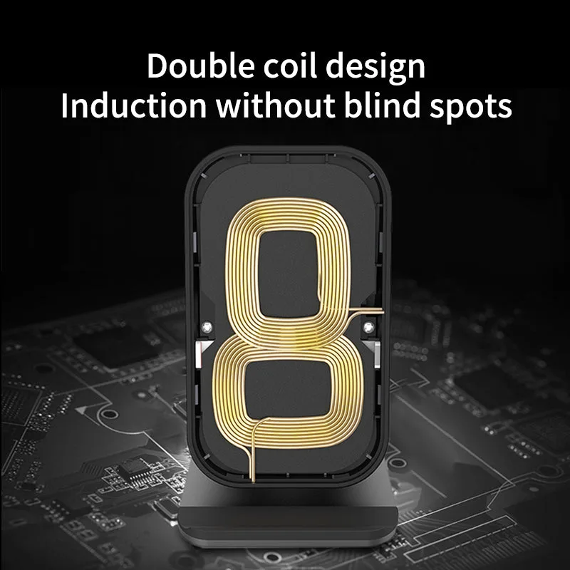 Cargador inalámbrico universal de doble bobina de aleación de aluminio, soporte de carga inalámbrica rápida de 15W para Android/iPhone/Samsung — foto 2
