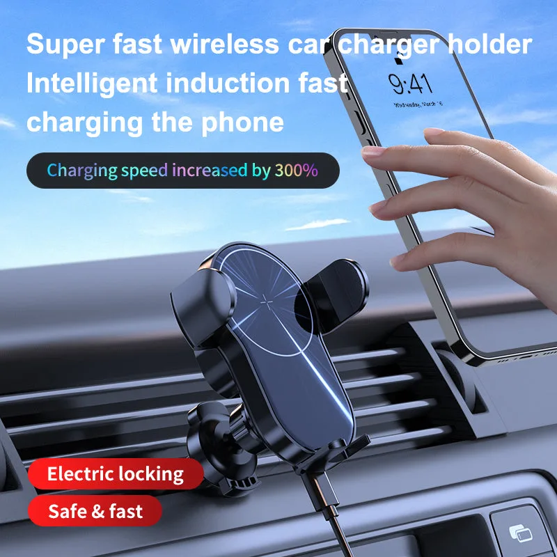 Support chargeur de voiture sans fil rapide 15W à bobine auto-aim W4 pour iPhone/Samsung/Android — photo 2