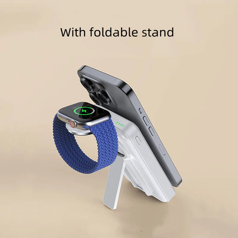 Cargador inalámbrico 2 en 1 T17 con batería externa para iPhone y Apple Watch — foto 3