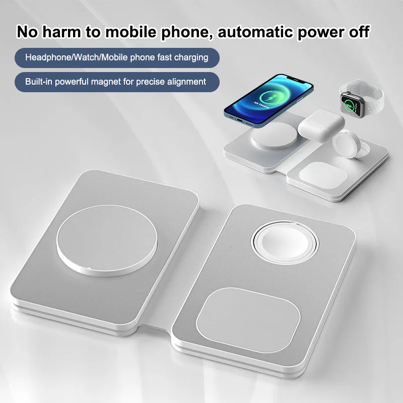 Chargeur sans fil MagSafe 3 en 1 pliable T5, 15W chargeurs de table mise à niveau gratuite pour Apple Watch pour iPhone12/13/14/15/16 — photo 3