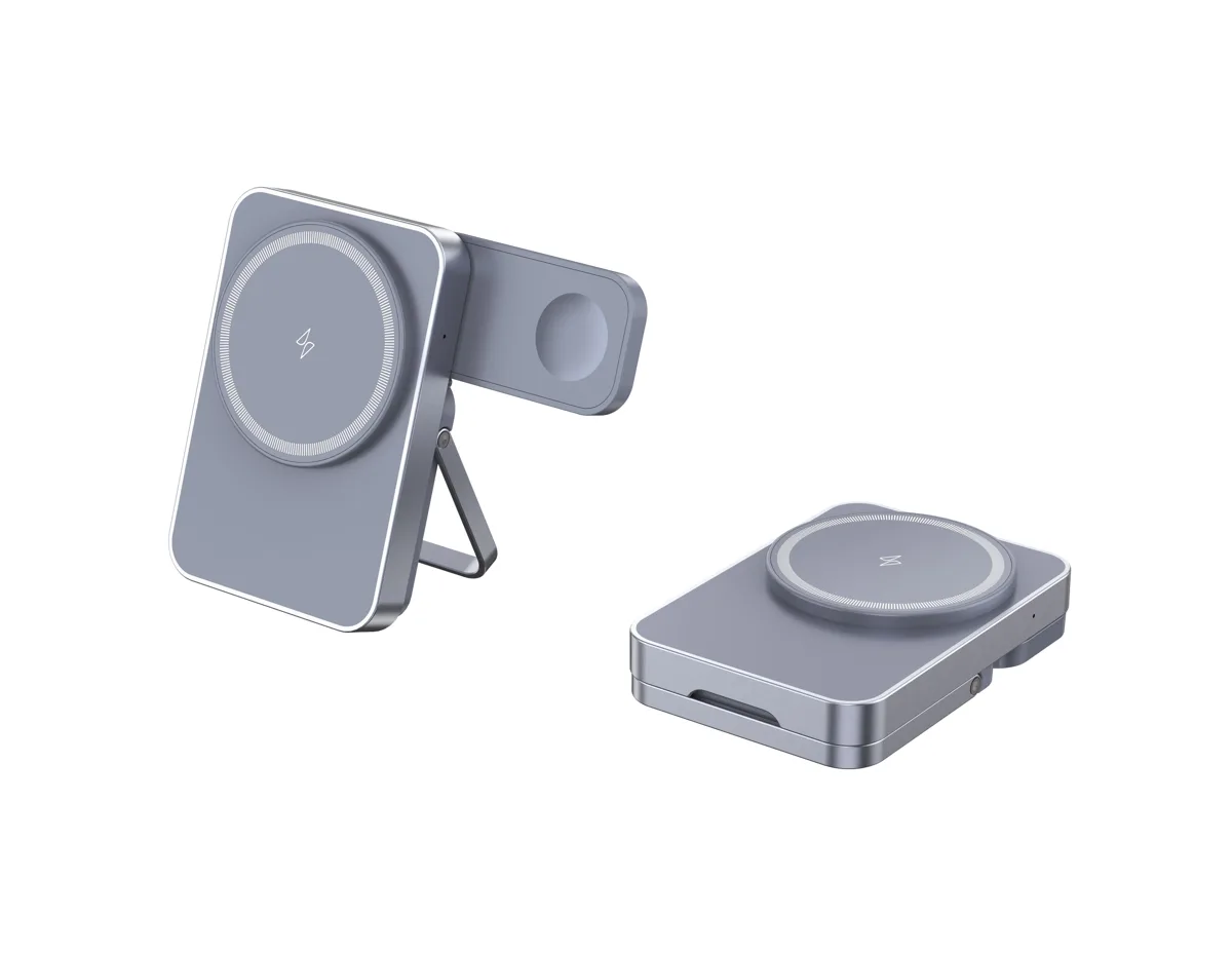 T16 Mini Cargador Inalámbrico Magsafe 2 EN 1 con Pata de Apoyo para iPhone/Apple watch/Samsung — foto 2