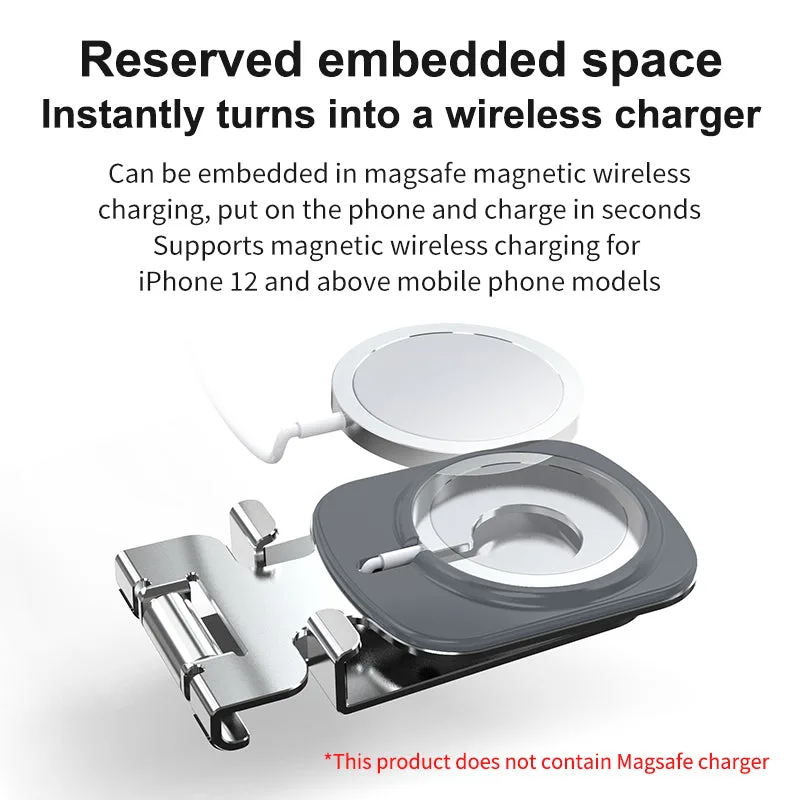 Soporte OEM 2 en 1 para teléfono inteligente/tableta T2 Plegable Marco metálico Cargador inalámbrico MagSafe Soporte de sobremesa para iPad — foto 3
