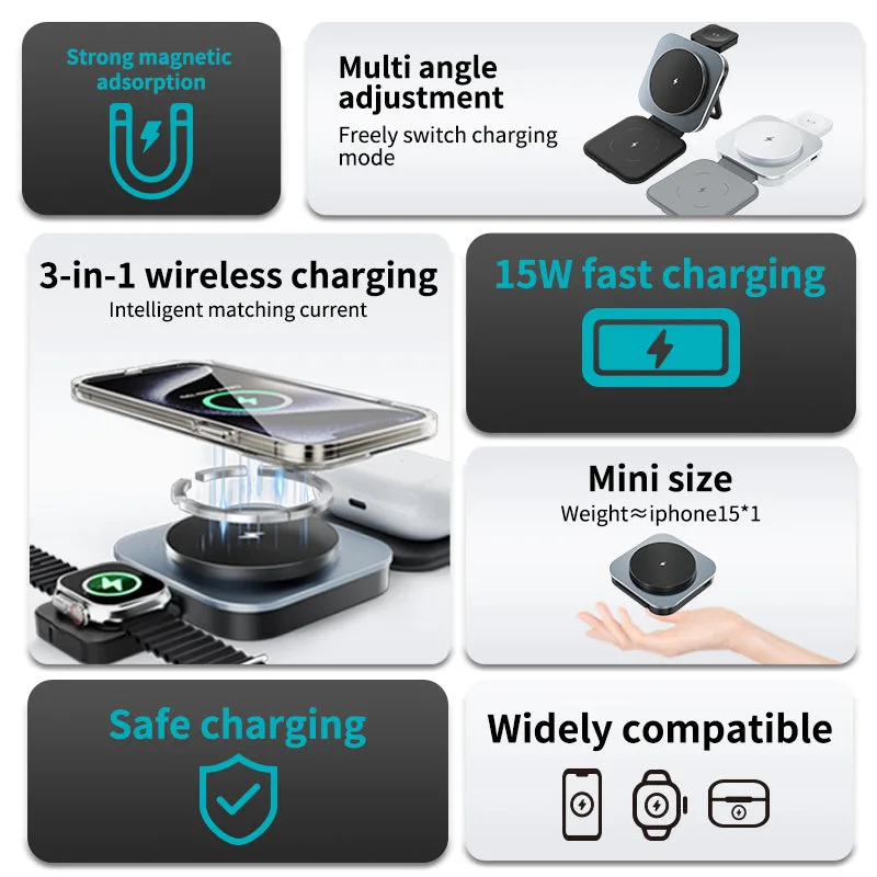 T11 Decoded True 15W Magsafe Chargeur sans fil, 5W Pad de charge sans fil pour Apple Watch — photo 5