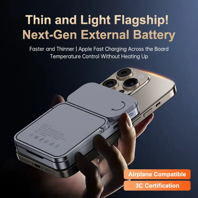 T16 Batería Externa de Carga Inalámbrica Magnética 2EN1 con Salida tipo C y Soporte Plegable Para iPhone/Auriculares/Apple watch — foto 3