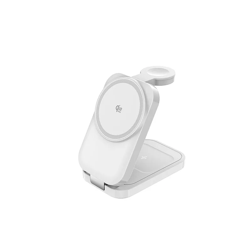Soporte de cargador inalámbrico 3 en 1 magnético plegable Qi2.2 T18 para Apple Watch/AirPods/iPhone/Samsung — foto 3