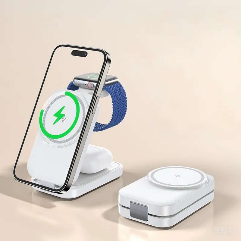 T18 Support chargeur sans fil 3IN1 magnétique pliable pour Apple Watch/AirPods/iPhone/Samsung — photo 4
