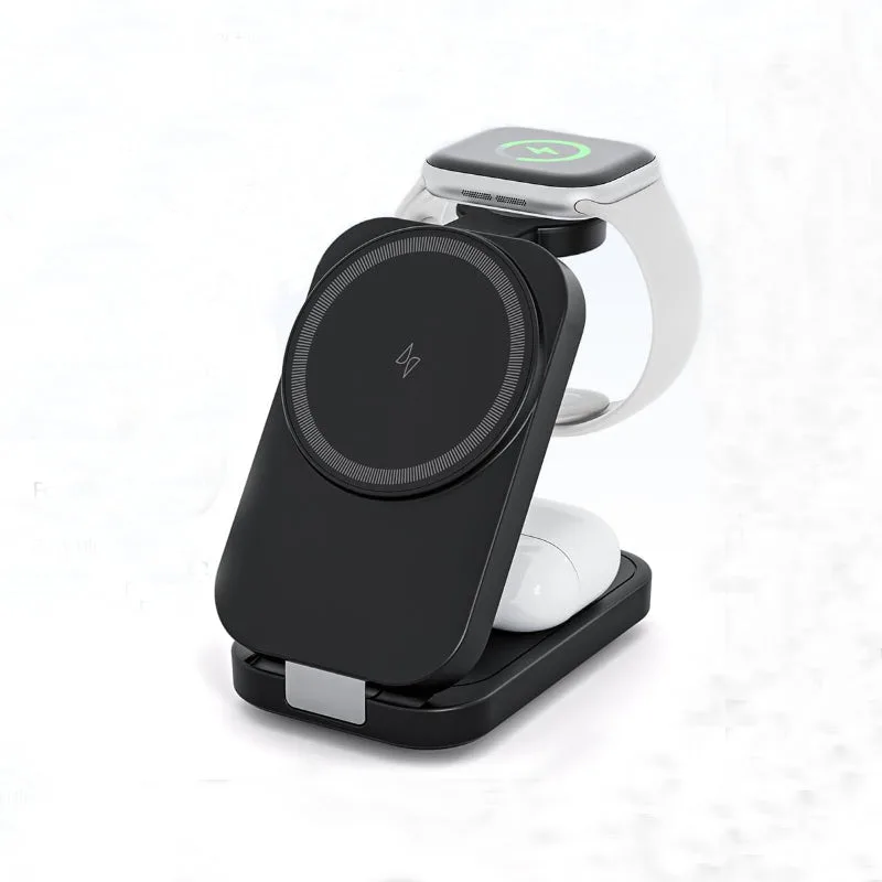T18 Support chargeur sans fil 3IN1 magnétique pliable pour Apple Watch/AirPods/iPhone/Samsung — photo 2