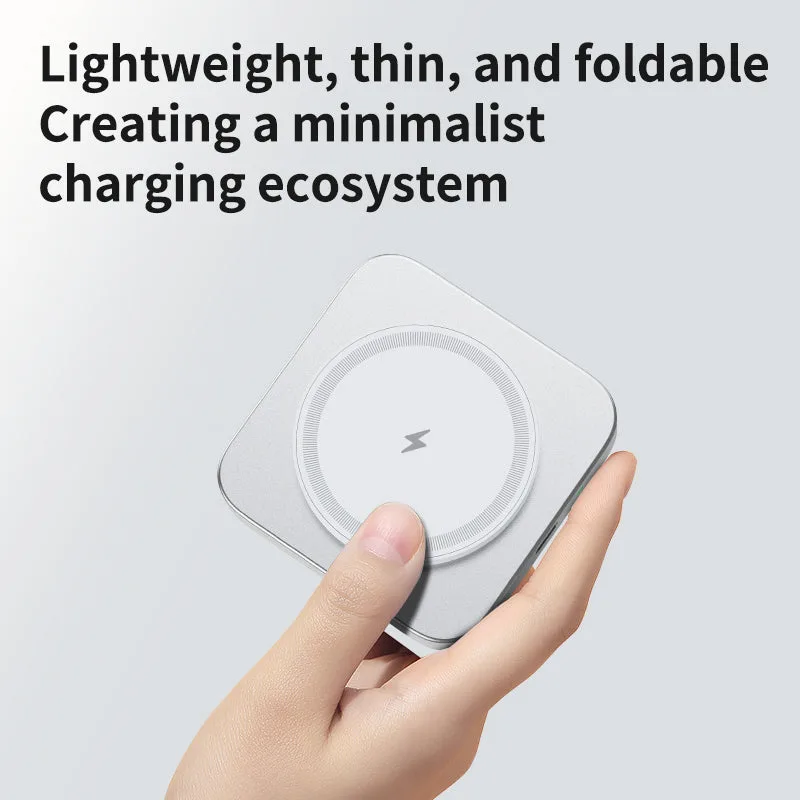 T15 Ultra Mini 2en1 Cargador Inalámbrico Magsafe 15W Base de Carga Inalámbrica Plegable Cargador por Inducción de Viaje para Apple Watch/iPhone — foto 3