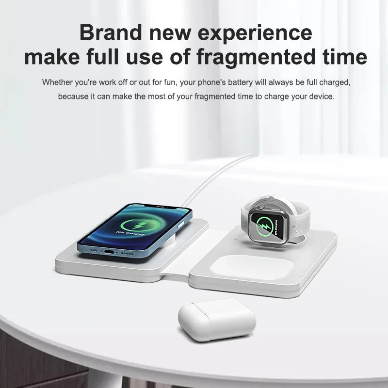 Chargeur sans fil MagSafe 3 en 1 pliable T5, 15W chargeurs de table mise à niveau gratuite pour Apple Watch pour iPhone12/13/14/15/16 — photo 5