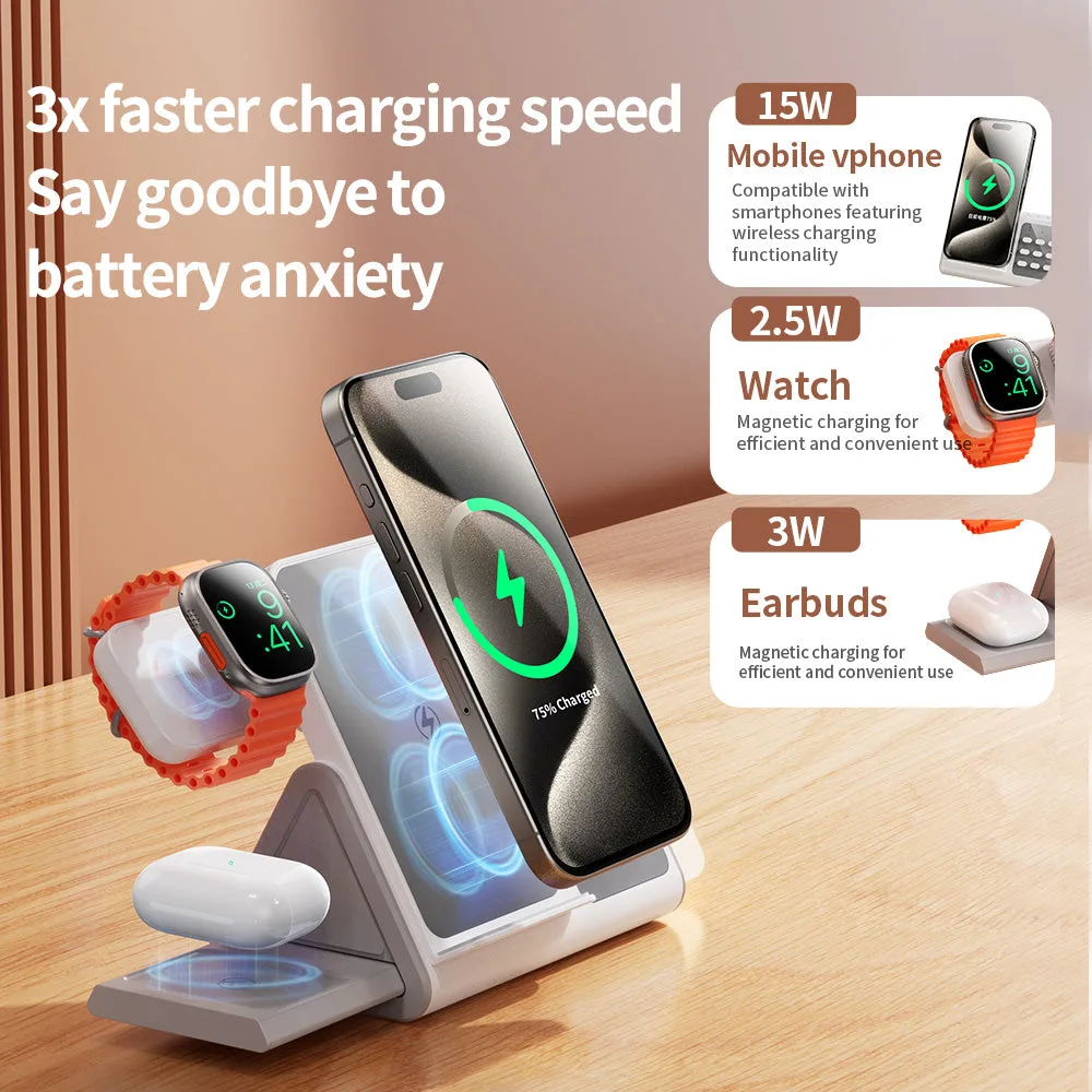 T12 5IN1 Nouveau Concept Bruit Blanc Chargeur sans fil avec Veilleuse LED Amovible, Station de charge rapide 15W Montre/Écouteurs — photo 3