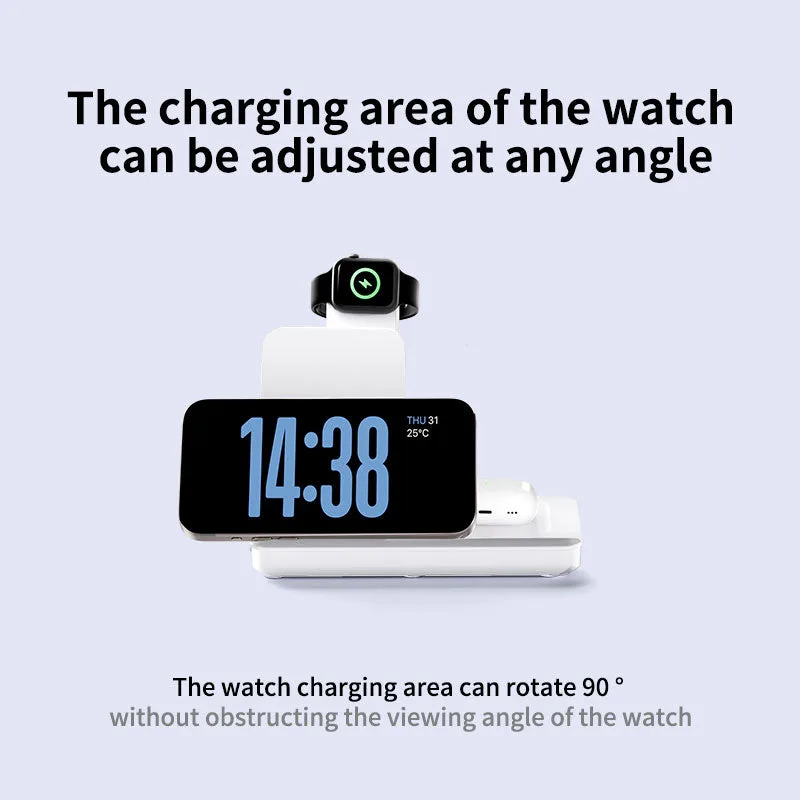 T13 Chargeur sans fil 3 en 1 Pliable 15W Double Bobine Chargeur d'induction de voyage de bureau pour Samsung/iPhone/écouteurs/iwatch — photo 4