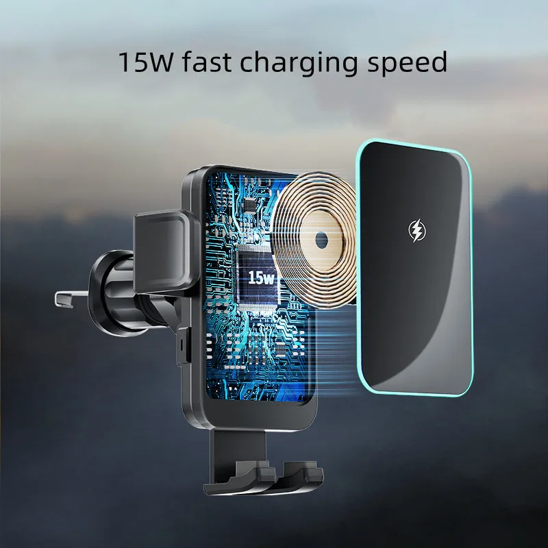 Chargeur de voiture sans fil W8 Mini 15W bobine unique téléphone support pour grille d'aération chargeurs sans fil pour iPhone/Samsung — photo 3