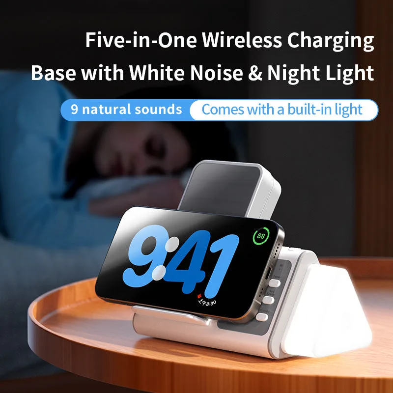 T12 Estación de Carga Inalámbrica con Ruido Blanco, Fábrica OEM Cargadores de 15W con Luz Nocturna Extraíble Para Cargador Apple Watch — foto 4