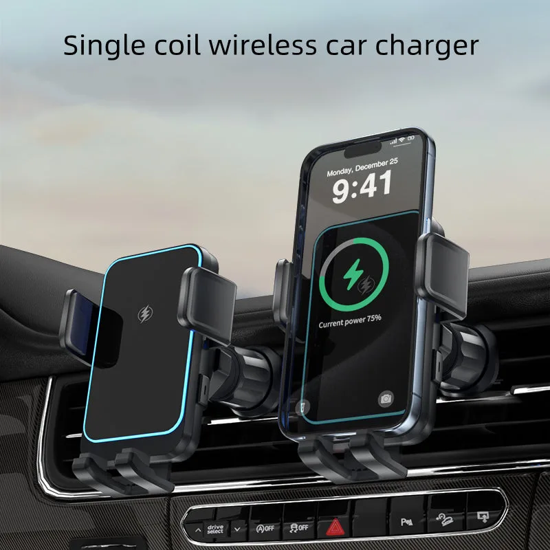 Chargeur de voiture sans fil W8 Mini 15W bobine unique téléphone support pour grille d'aération chargeurs sans fil pour iPhone/Samsung — photo 2
