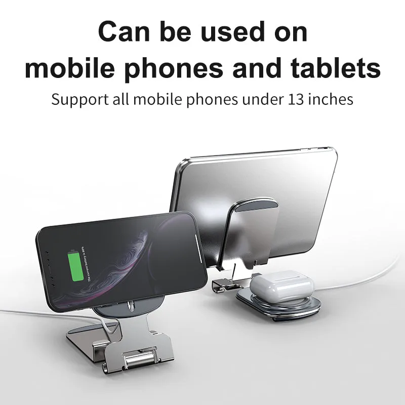 Soporte OEM 2 en 1 para teléfono inteligente/tableta T2 Plegable Marco metálico Cargador inalámbrico MagSafe Soporte de sobremesa para iPad — foto 4
