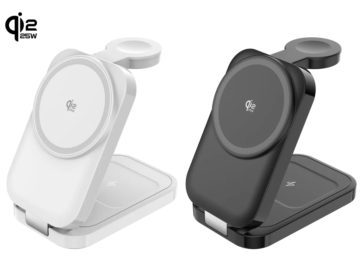 Soporte de cargador inalámbrico 3 en 1 magnético plegable Qi2.2 T18 para Apple Watch/AirPods/iPhone/Samsung