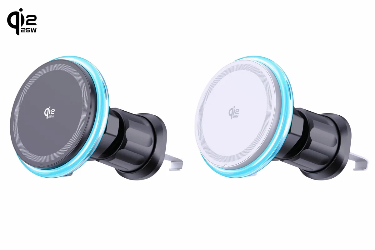 Support voiture MagSafe M6 Qi2.2 avec chargeur sans fil, support chargeur sans fil 25W à adsorption ferme pour véhicule