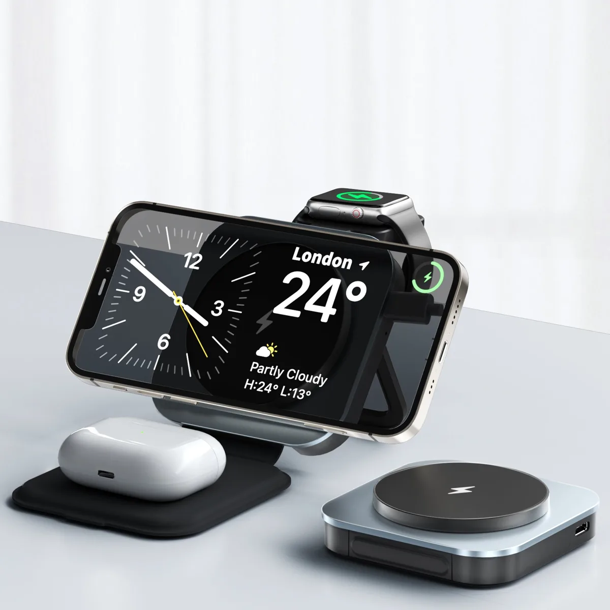 T11 Decoded True 15W Cargador Inalámbrico Magsafe, Base de Carga Inalámbrica de 5W para Apple Watch