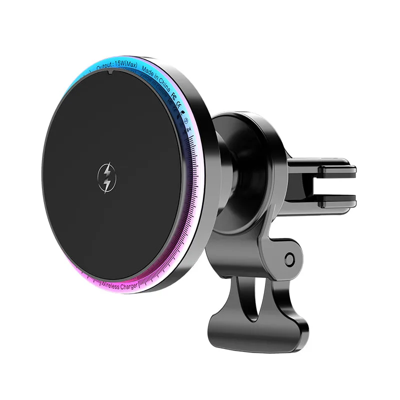Accessoires de voiture M2Pro, chargeurs sans fil MagSafe, voyant LED multicolore, chargeur voiture magnétique pour iPhone12/13/14/15/16